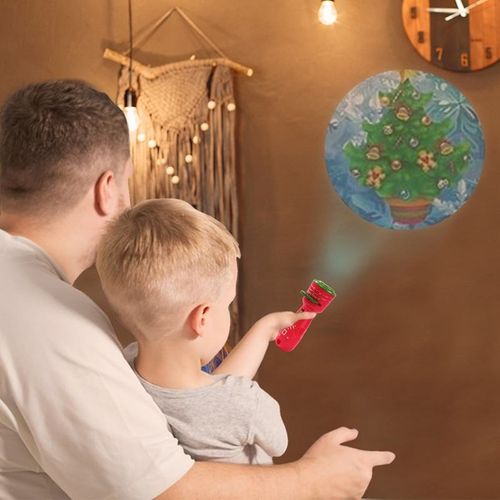 Wall-mounted Christmas light portable children's gift toy cartoon mini card slideshow Christmas tree reindeer