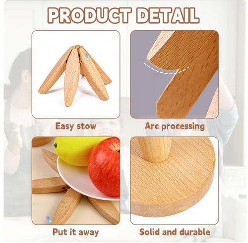 ✨Christmas Early Discount 49% Off🎄Natural Tree Trivet Set - 4 Wooden Trivets & 1 Stand Like a Christmas Tree🎄