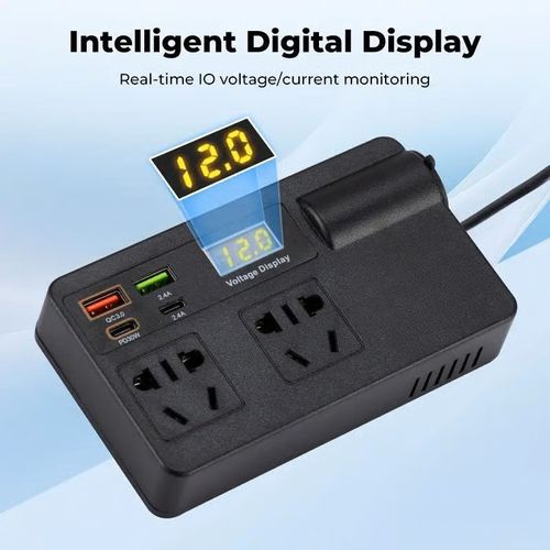 💥Car Truck Inverter 12V-24V to 220V with Smart Chip QC3.0 Fast Charging for Laptops Tablets & Phones USB Ports Included Wireless Carplay Adapter