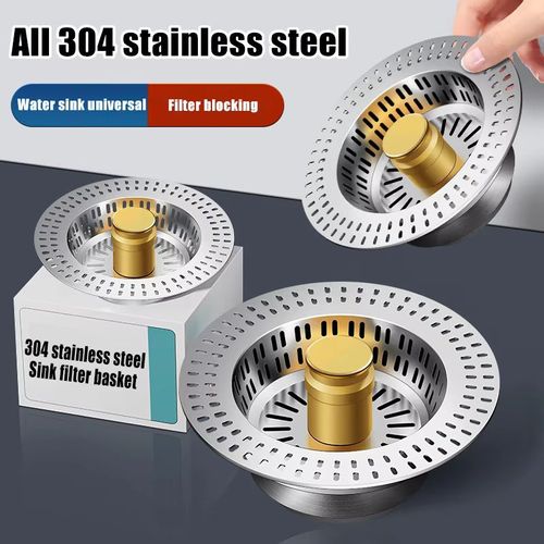 Household stainless steel kitchen sink drain pipe deodorizing and anti-blocking round drain hair catcher pop-up basin drain pipe