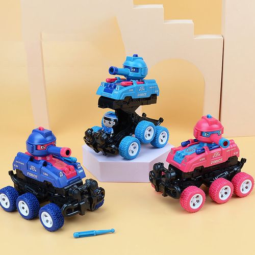 Children's boy small collision deformable collision six-wheel inertia single toy car children's toy tank