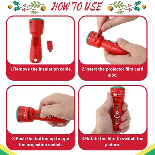 Wall-mounted Christmas light portable children's gift toy cartoon mini card slideshow Christmas tree reindeer