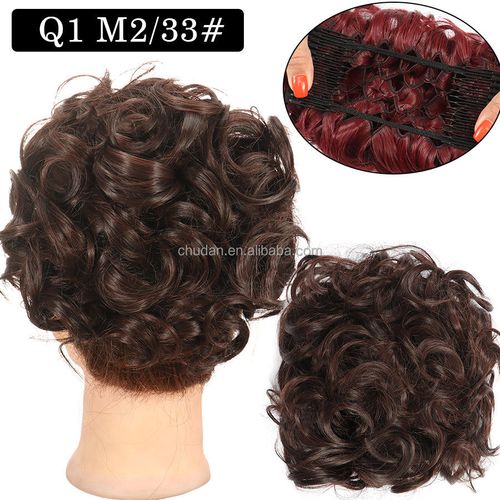 Women's elastic rubber band synthetic hair bun braided hair curls