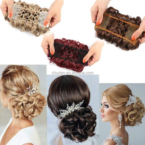 Women's elastic rubber band synthetic hair bun braided hair curls