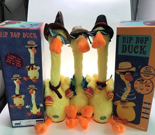 Factory direct sales of plush duck toys, custom-designed plush yellow duck toys for home use, dancing duck toys.