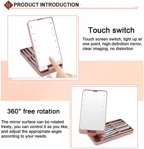💖Travel Makeup Brush Set with LED light