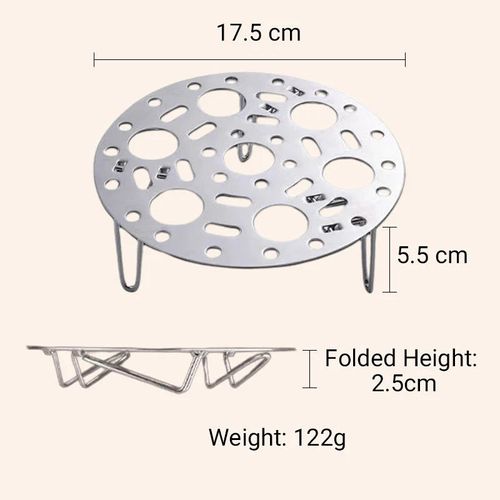 Silver Stainless Steel Steamer Rack with Stand for Cooking