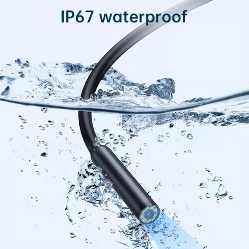 16.4ft Endoscope Camera with Light for iPhone and Android, 480P HD IP67 Waterproof Borescope with 8 Adjustable LED Lights, Semi-Rigid Snake Camera, 8mm Black, Diagnostic Tool