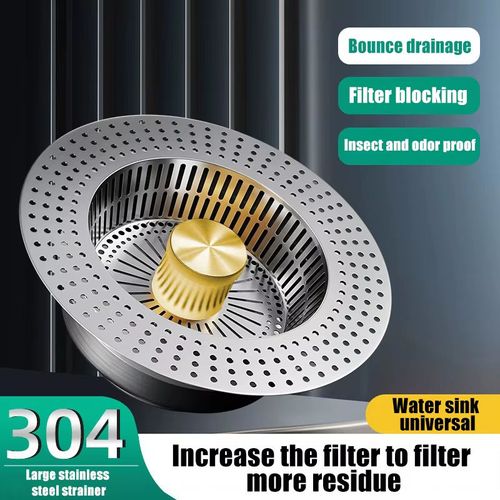Household stainless steel kitchen sink drain pipe deodorizing and anti-blocking round drain hair catcher pop-up basin drain pipe