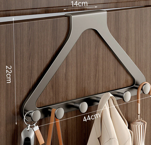 Drill-Free Over-the-Door 6-Hook Rack