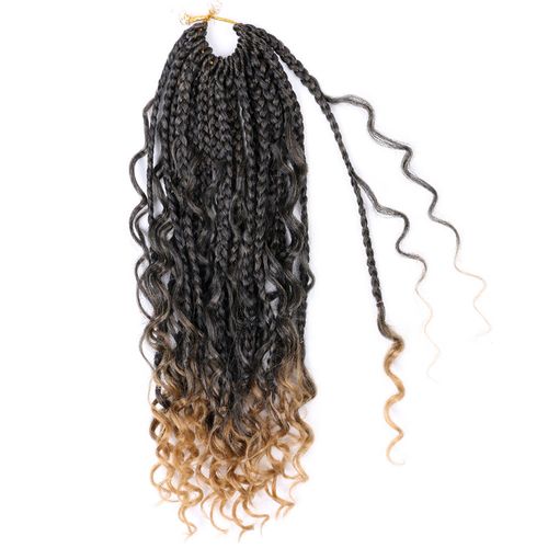 Wholesale Goddess Locs Messy Box Braids Crochet Bohemian Hair with Curly Ombre Burgundy Pre-circle Bohemian River Box Knit