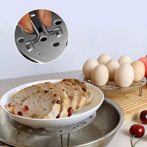 Silver Stainless Steel Steamer Rack with Stand for Cooking