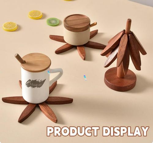 ✨Christmas Early Discount 49% Off🎄Natural Tree Trivet Set - 4 Wooden Trivets & 1 Stand Like a Christmas Tree🎄