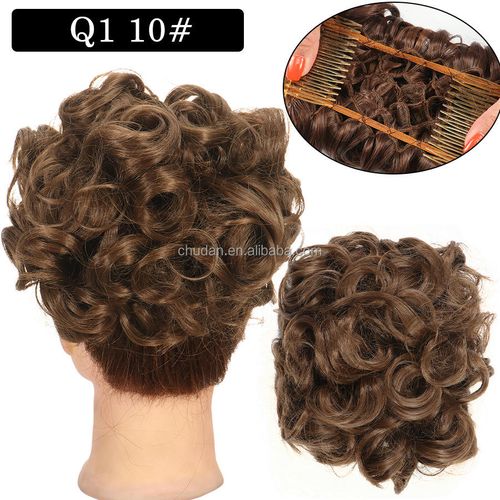 Women's elastic rubber band synthetic hair bun braided hair curls