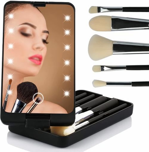 💖Travel Makeup Brush Set with LED light