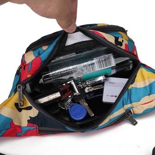 Unisex lightweight nylon waist bag, unisex crossbody bag, waterproof camouflage sports running travel waist bag