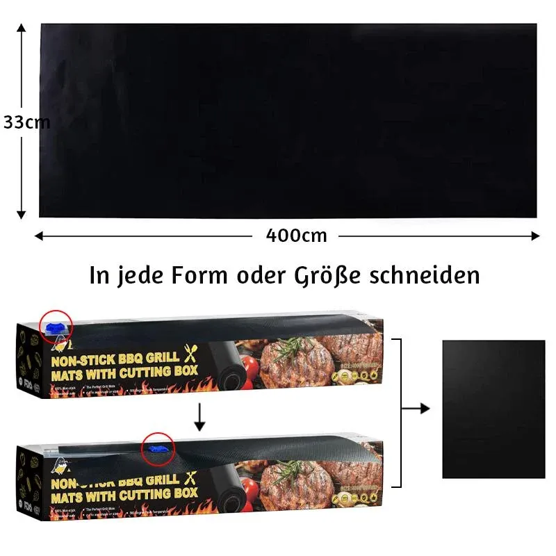 Hirundo non-stick BBQ grill mats with cutting box（Buy one get one free）