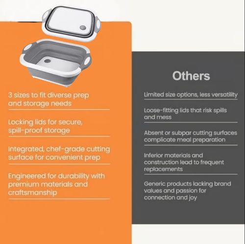 🔥🌡️🍗🥗BBQ & Meal Prep Tub | Collapsible Prep Tub🍖🏕️S(37× 27 × 11 cm)