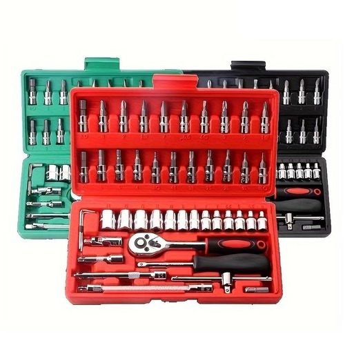 46pcs Multi-functional Auto Repair Wrench Set Universal Manual Tool Box Small Manual Tools Includes Socket Set