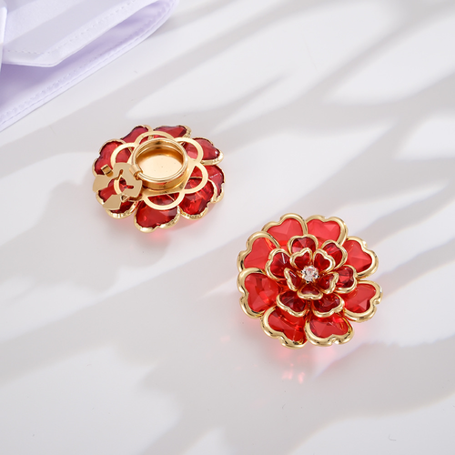 3D Flower Crystal Shirt Cufflinks, Luxury Rhinestone Cuff Buttons