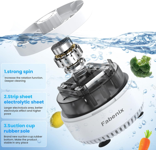 Fabenix Wireless Fruit & Vegetable Purifier – Electrolytic Ozone Cleaner for Pesticides & Bacteria, IPX7 Waterproof