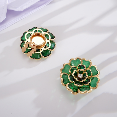 3D Flower Crystal Shirt Cufflinks, Luxury Rhinestone Cuff Buttons