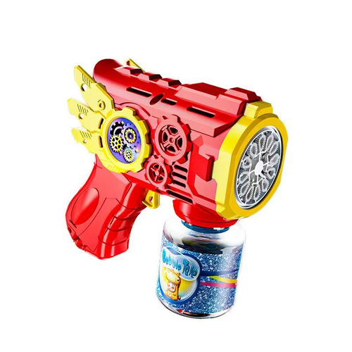 Electric Bubble Gun Toy Gear Bubble Blaster with Bubble Solution 2 Colors Red and Blue Outdoor Fun for Kids Batteries Not Included