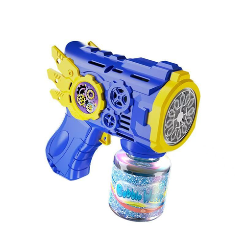 Electric Bubble Gun Toy Gear Bubble Blaster with Bubble Solution 2 Colors Red and Blue Outdoor Fun for Kids Batteries Not Included