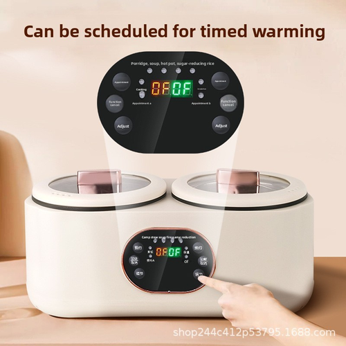 Dual Pot Multi-Cooker Rice Cooker, 2 Independent Pots with Glass Lids, 24-Hour Timer, Cook Rice & Soup & Stew at the Same Time, Touch Control, 220V