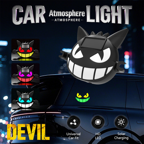 Solar Devil Face Car LED Atmosphere Warning Light