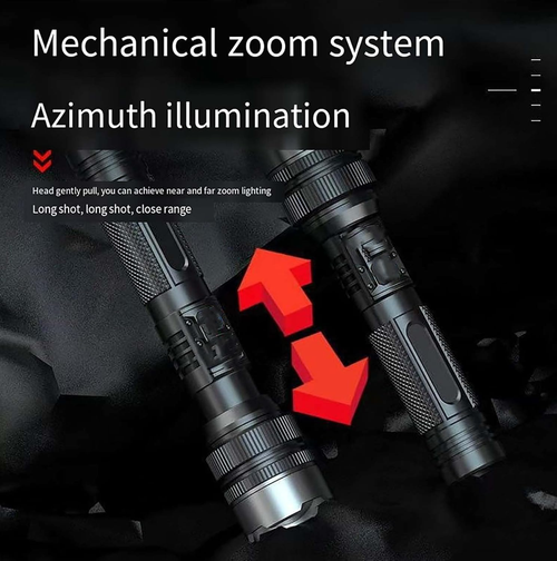 Multifunctional Flashlight Rechargeable with LCD Digital Display 3 Modes Mechanical Zoom Power Bank USB Type C for Outdoor Emergency
