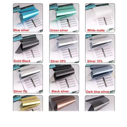 Premium Double Sided Silver Window Film 60cm x 1m Heat Insulation Anti UV Static Cling Includes Scraper and Knife