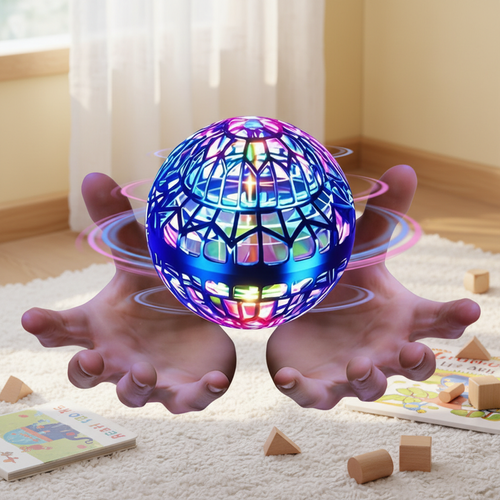Magic Fly Ball Rechargeable Floating Gyro Ball with LED Lights Remote Control Durable Come Back Flying Toy for Kids and Teens