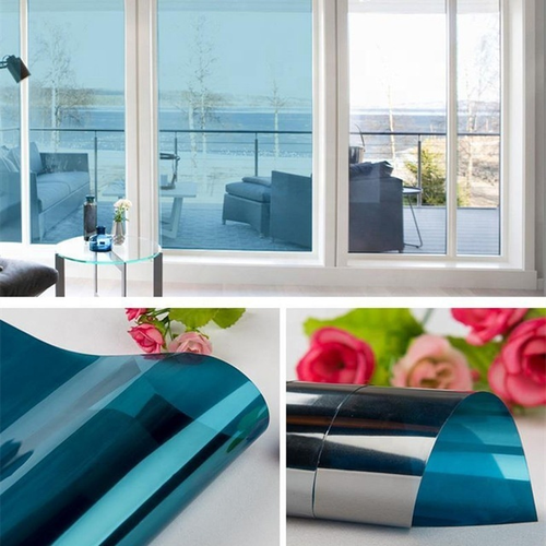 Premium Double Sided Silver Window Film 60cm x 1m Heat Insulation Anti UV Static Cling Includes Scraper and Knife