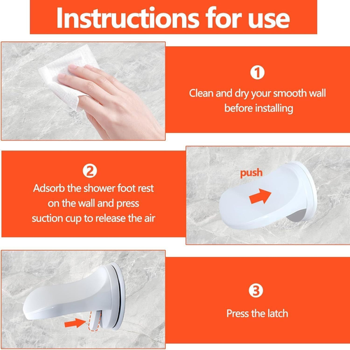 No Drill Shower Foot Rest with Suction