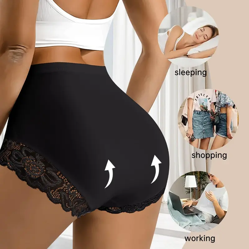 Seamless Tummy-Control Panties with Lace Trim