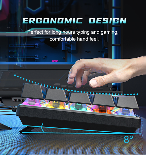 61 Key True Mechanical Gaming Keyboard Type C Wired 10 RGB Lighting Modes Hot Swappable Double Shot Keycaps