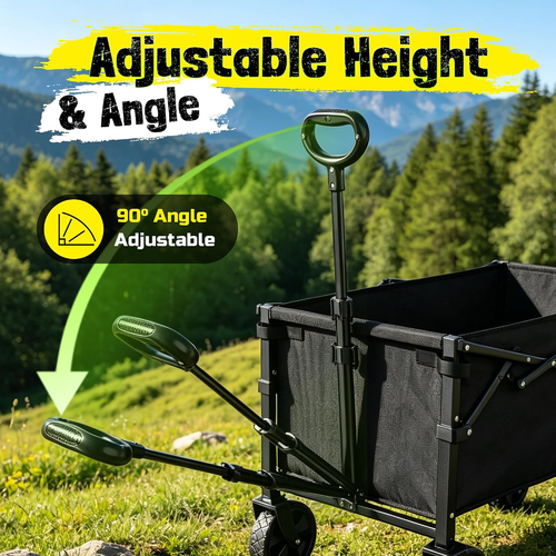 PEAK UNWIND Heavy Duty Collapsible Wagon - 220LBS Capacity All-Terrain Utility Cart for Camping & Outdoor