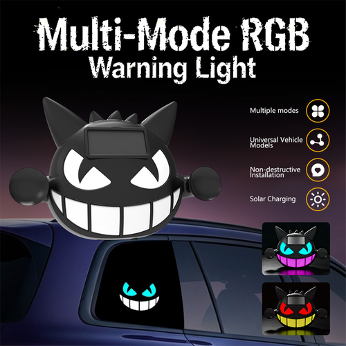 Solar Devil Face Car LED Atmosphere Warning Light
