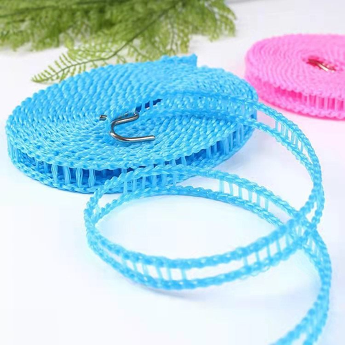5 Pack 10M Non-Slip Windproof Clothesline Rope, Braided Laundry Drying Line with Metal Hooks for Home Balcony Outdoor Camping