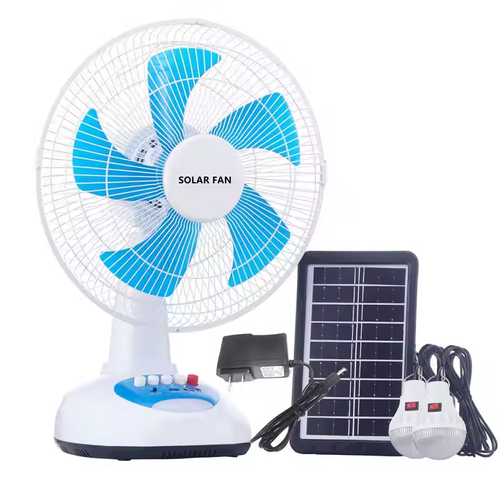 Ventilador solar recarregável multifuncional de 12 polegadas