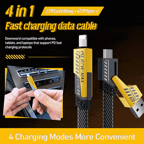 Nylon braided car fast charging 4-in-1