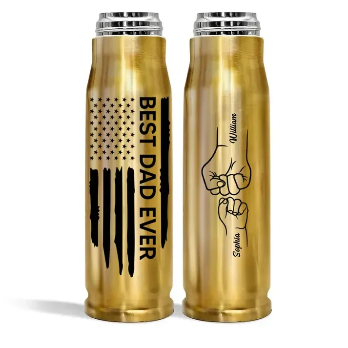 Best Dad Papa Grandpa Ever Fist Bump Outline Nation Flag Fathers Day Gift Bullet Tumbler