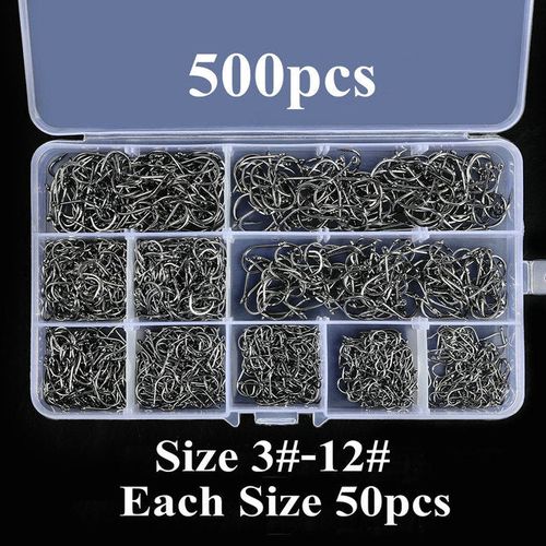 Aorace 300-600pcs Box High Carbon Steel Fishing Hooks Set Barbed Carp Fishhook For Soft Worm Lure Fly Fishing Hook Set