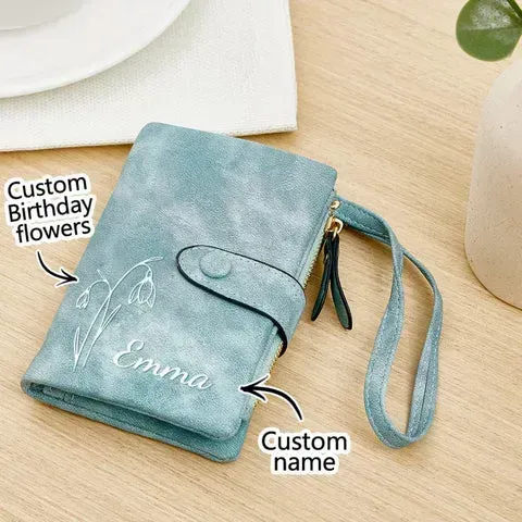 Personalised Name Birth Flower Wallet