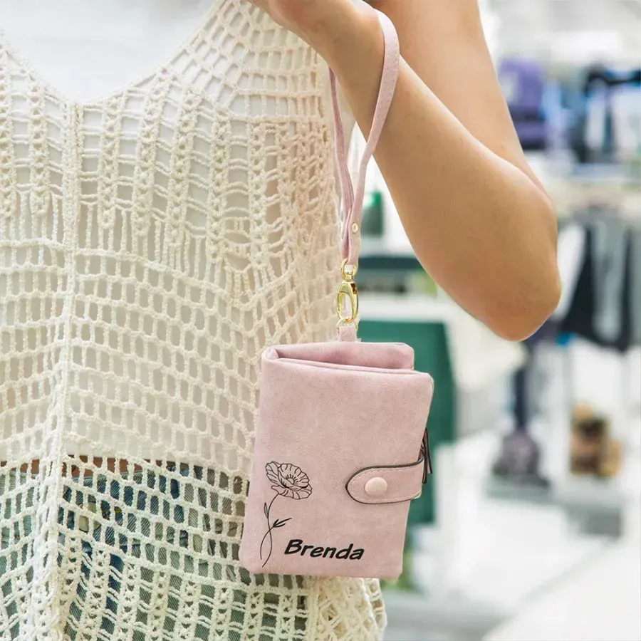 Personalised Name Birth Flower Wallet