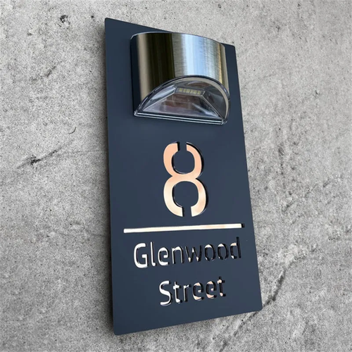 Personalized Solar Modern Door Plaque