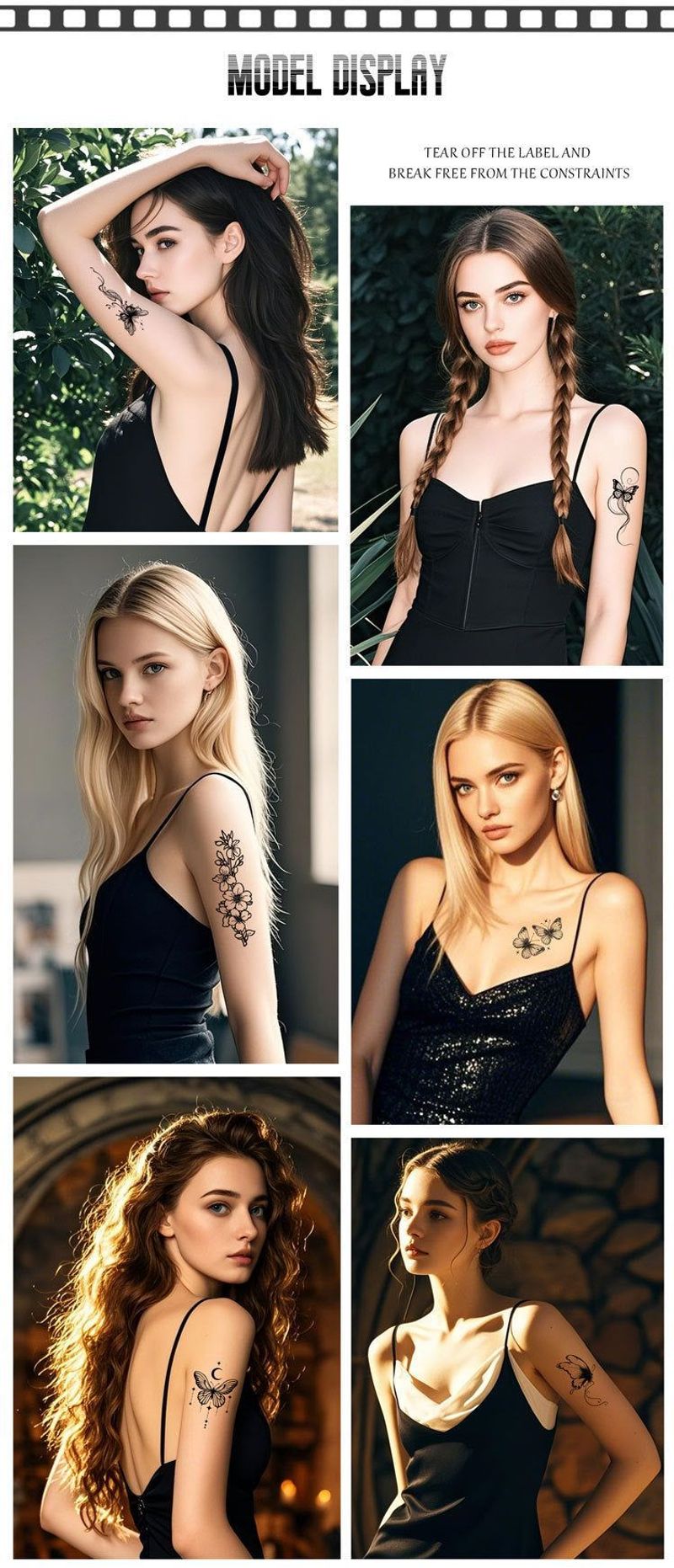 New Dark Series Butterfly Tattoo Stickers Sexy Half Sleeve Flower Arm Realistic High-Quality Tattoo Stickers  Fashion