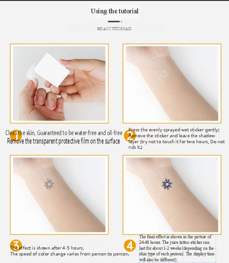 Herbal Juice Tattoo Sticker Semi-permanent Non-reflective Artificial Flower Arm Tattoo Sticker For Men And Women