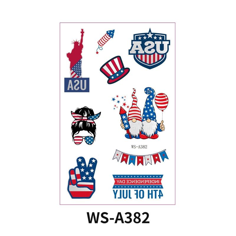 New Hot Silver American Independence Day Tattoo Sticker Waterproof National Day Party Holiday Party Event Decorative Face Sticker  Fashion